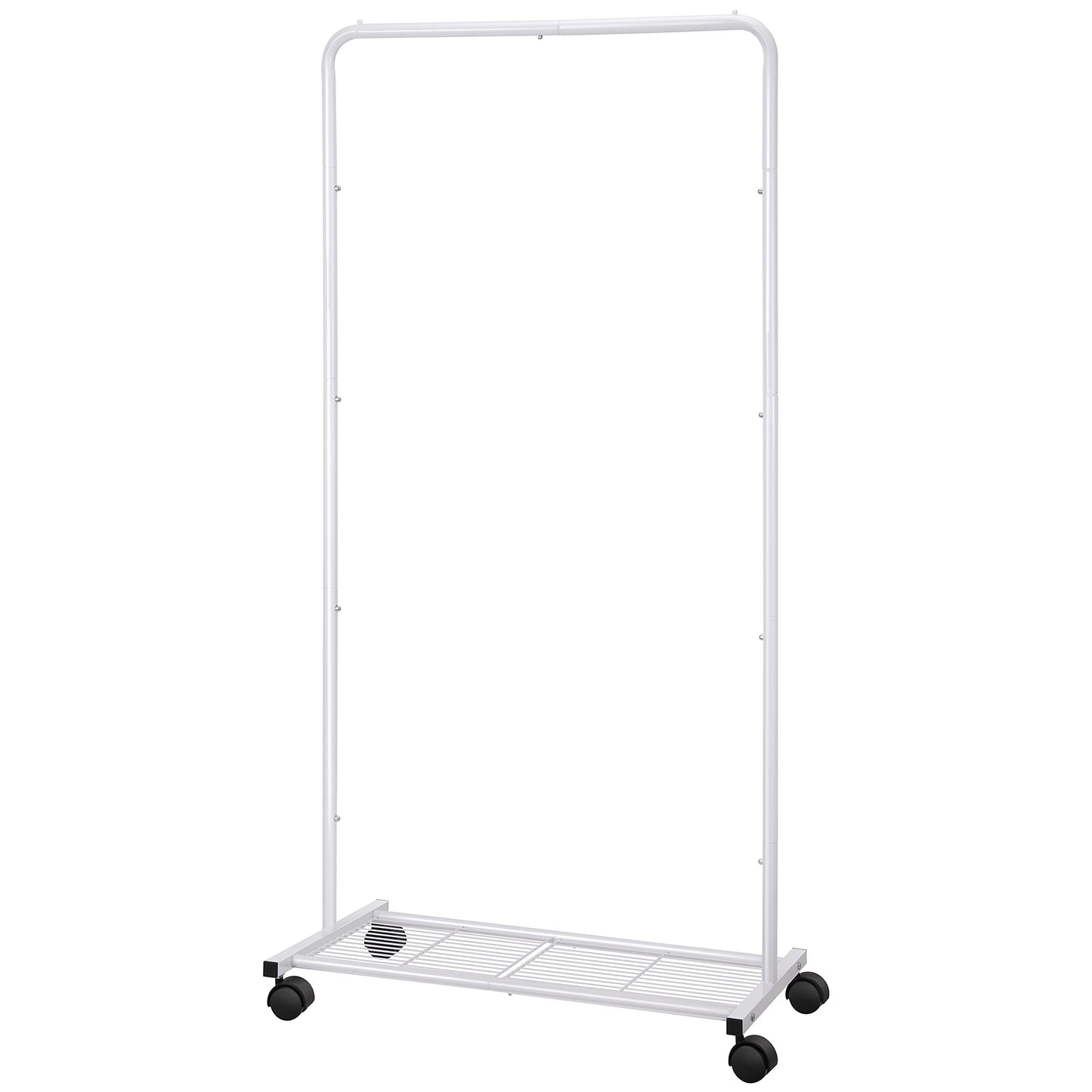 Simple Trending Standard Clothes Garment Rack, Clothing Rolling Rack with Mesh Storage Shelf on Wheels