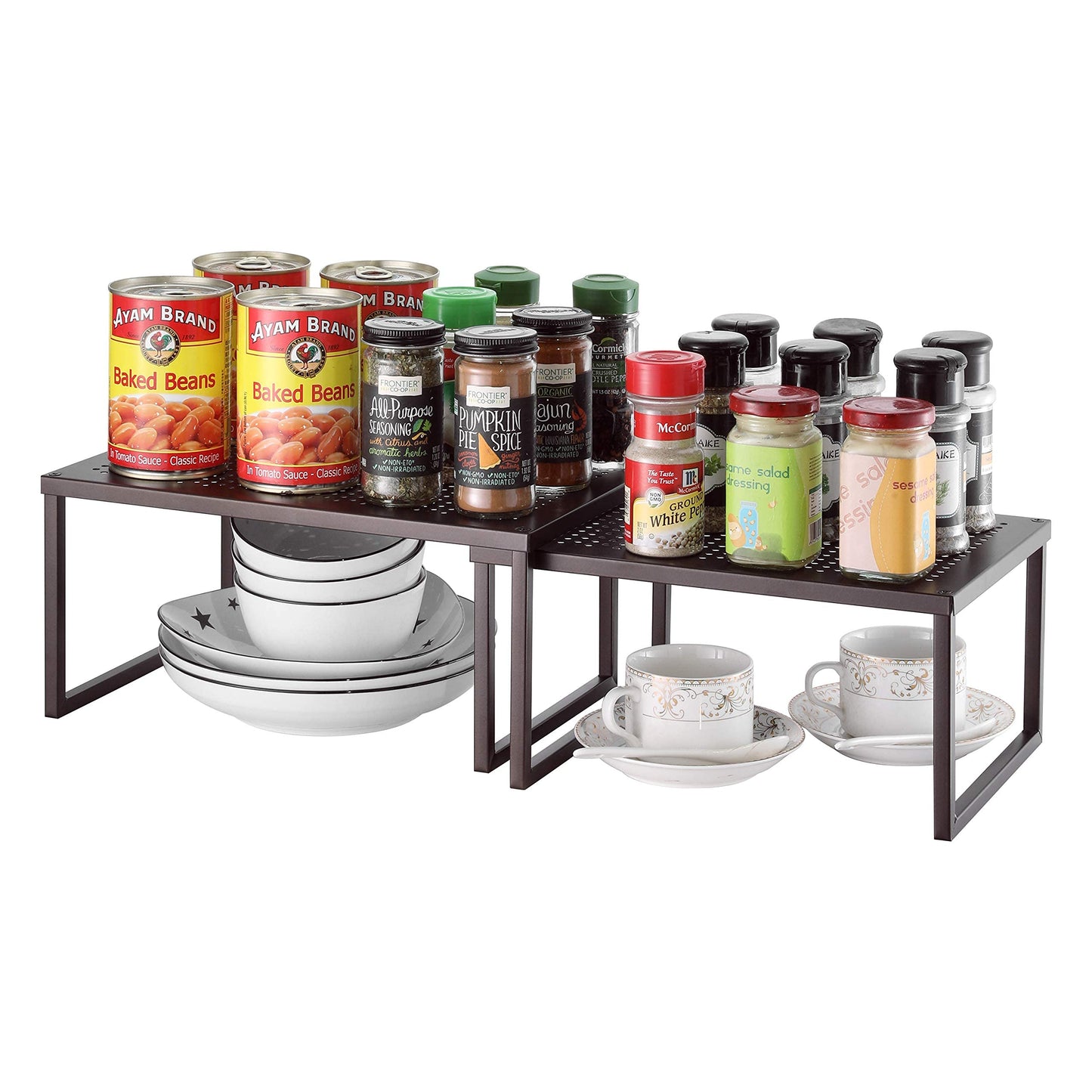 2 Pack- Simple Trending Cabinet Shelf Organizer, Kitchen Counter Shelf Rack for Pantry Organization, Expandable Stackable