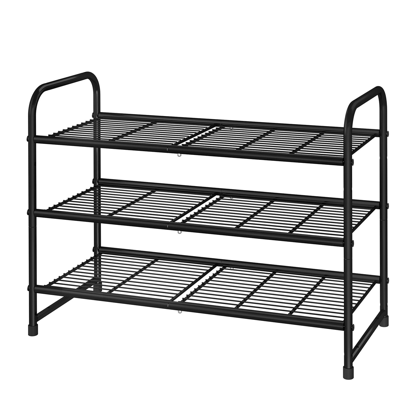 Simple Trending 3-Tier Stackable Shoe Rack, Expandable & Adjustable Shoe Shelf Storage Organizer, Wire Grid, Bronze