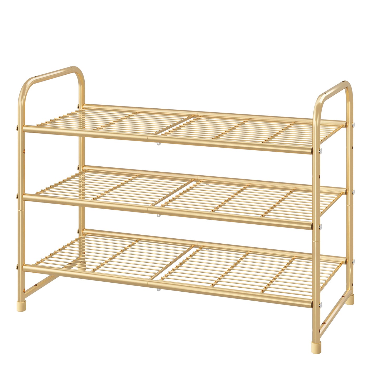 Simple Trending 3-Tier Stackable Shoe Rack, Expandable & Adjustable Shoe Shelf Storage Organizer, Wire Grid, Bronze