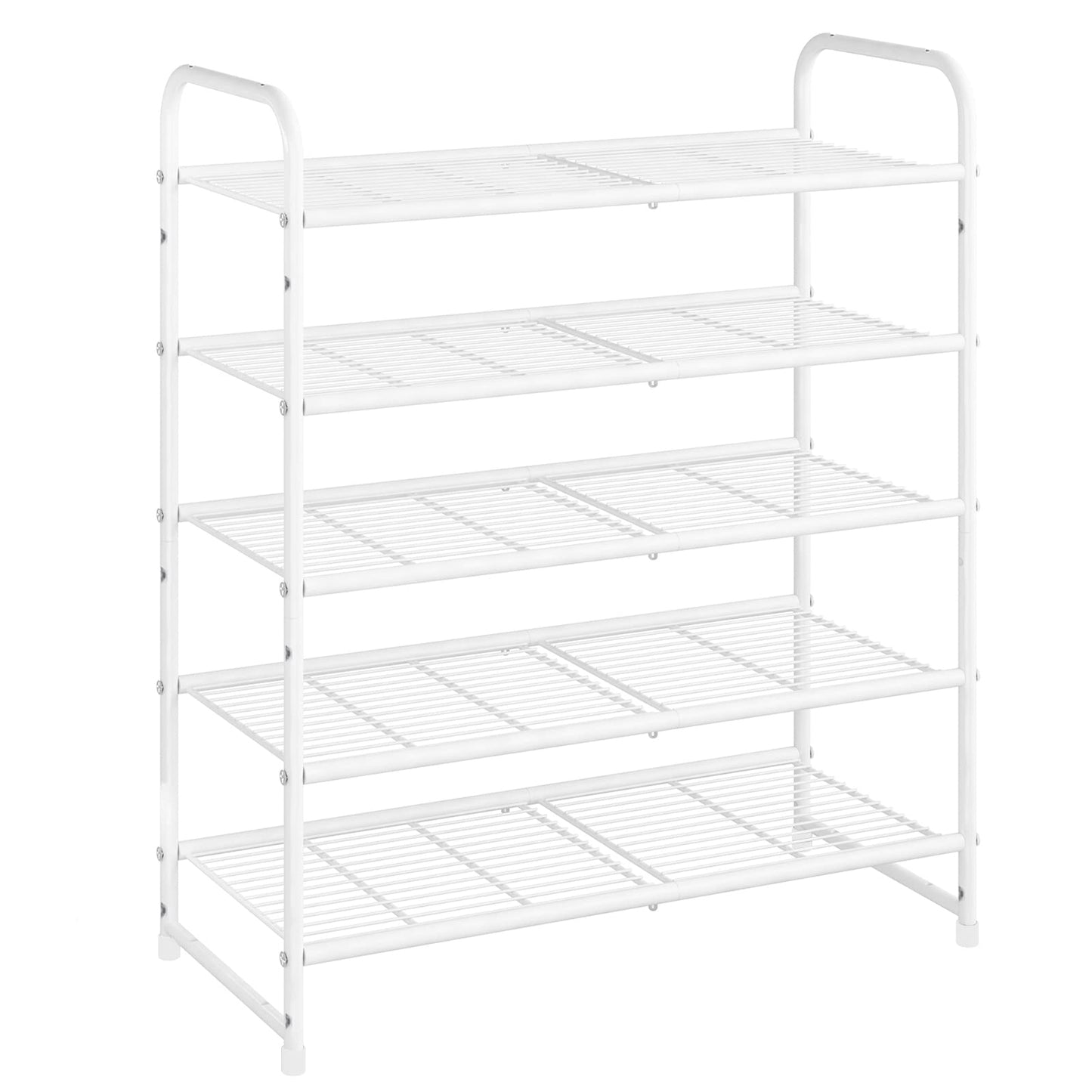 Simple Trending 5-Tier Stackable Shoe Rack, Expandable & Adjustable Shoe Organizer Storage Shelf, Wire Grid