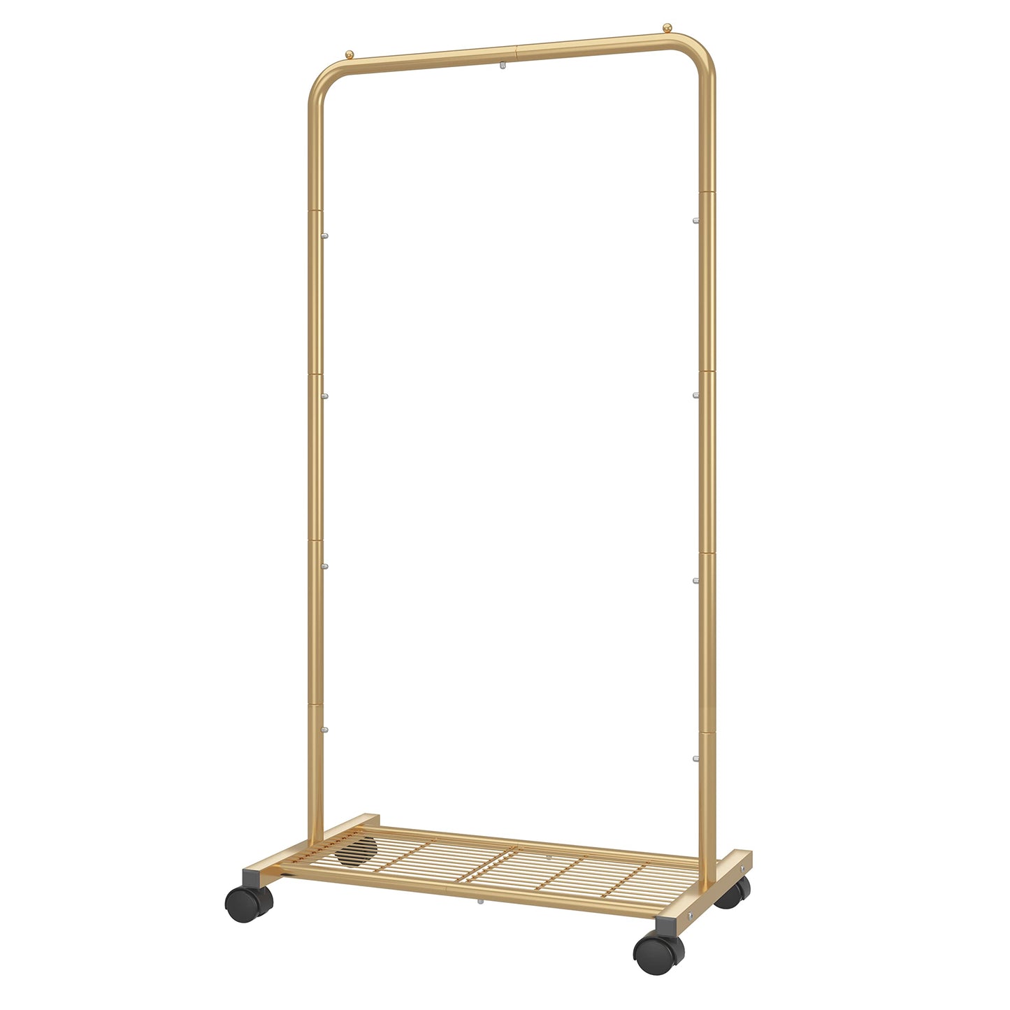 Simple Trending Standard Clothes Garment Rack, Clothing Rolling Rack with Mesh Storage Shelf on Wheels