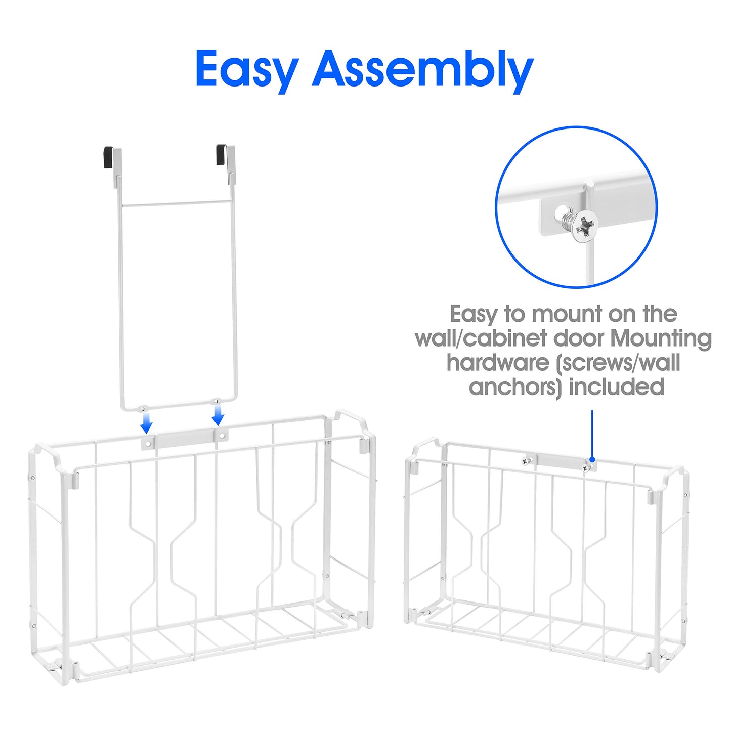 2 Pack- Simple Trending Over the Door/Wall Mount Cabinet Door Organizer Holder in Kitchen or Pantry for Cutting Board, Aluminum Foil, Cleaning Supplies