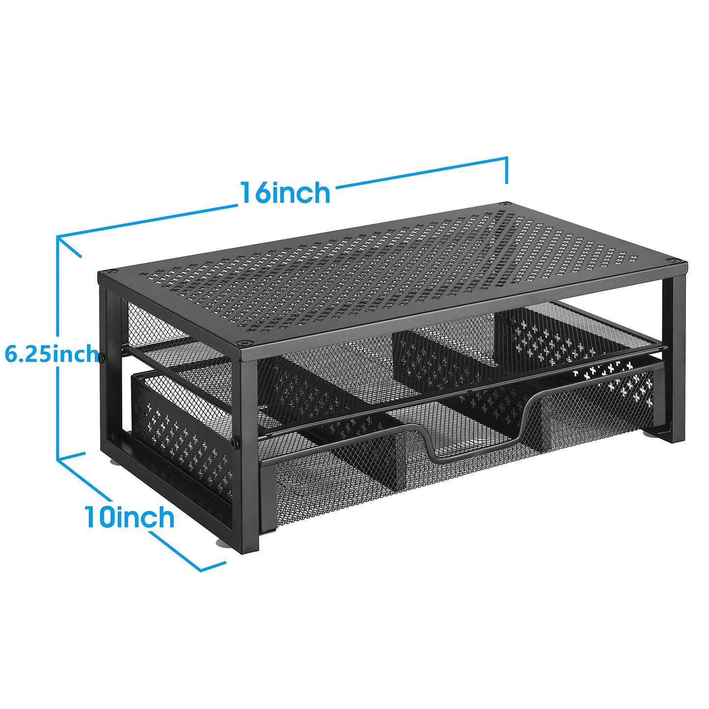 Simple Trending-Metal Monitor Stand Riser and Computer Desk Organizer with Drawer for Laptop, Computer, iMac