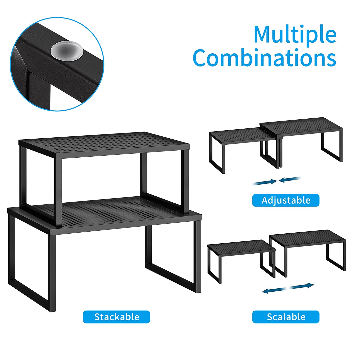 2 Pack- Simple Trending Cabinet Shelf Organizer, Kitchen Counter Shelf Rack for Pantry Organization, Expandable Stackable