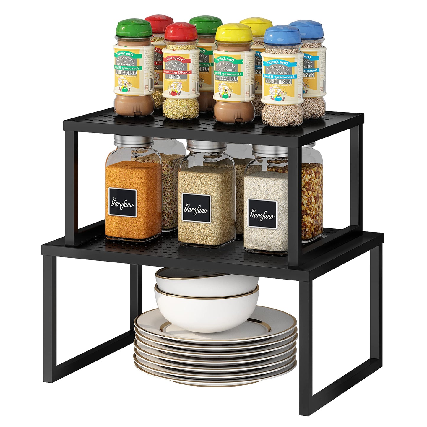 2 Pack- Simple Trending Cabinet Shelf Organizer, Kitchen Counter Shelf Rack for Pantry Organization, Expandable Stackable