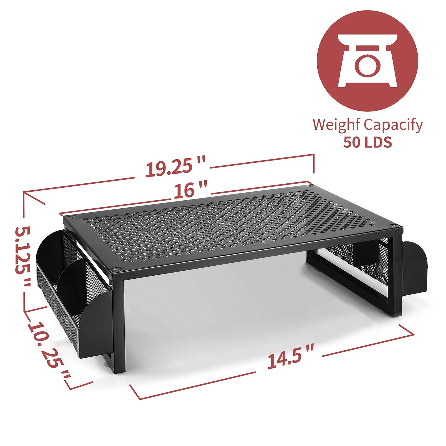 Simple Trending Metal Monitor Riser Stand and Computer Desk Organizer with Drawer