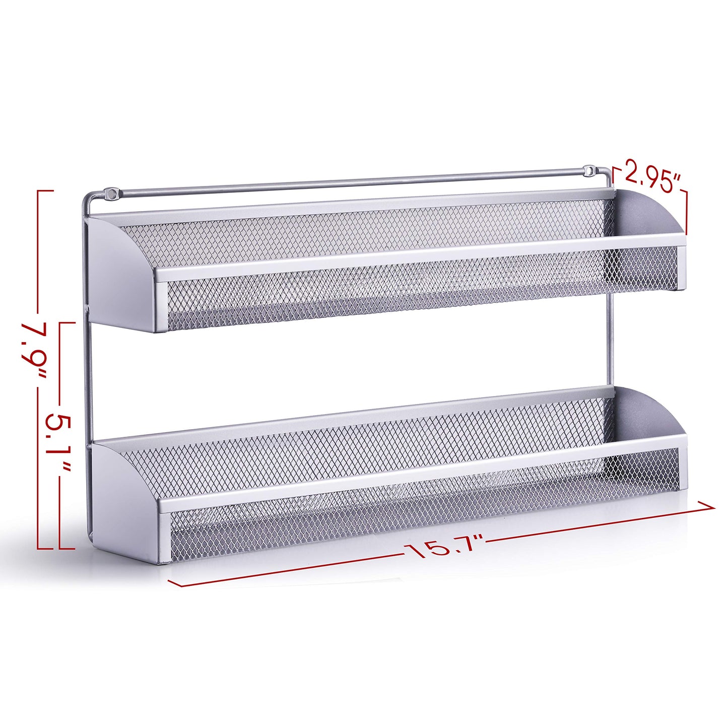 2 Pack- Simple Trending 2 Tier Spice Rack Organizer, Wall Mounted Spice Shelf Storage Holder for Kitchen Cabinet Pantry Door