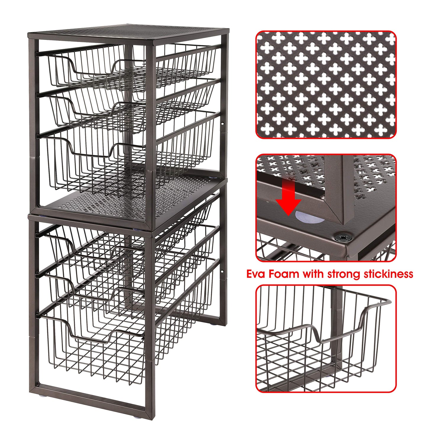 Simple Trending 3-Tier Under Sink Cabinet Organizer with Sliding Storage Drawer, Desktop Organizer for Kitchen Bathroom Office, Stackable