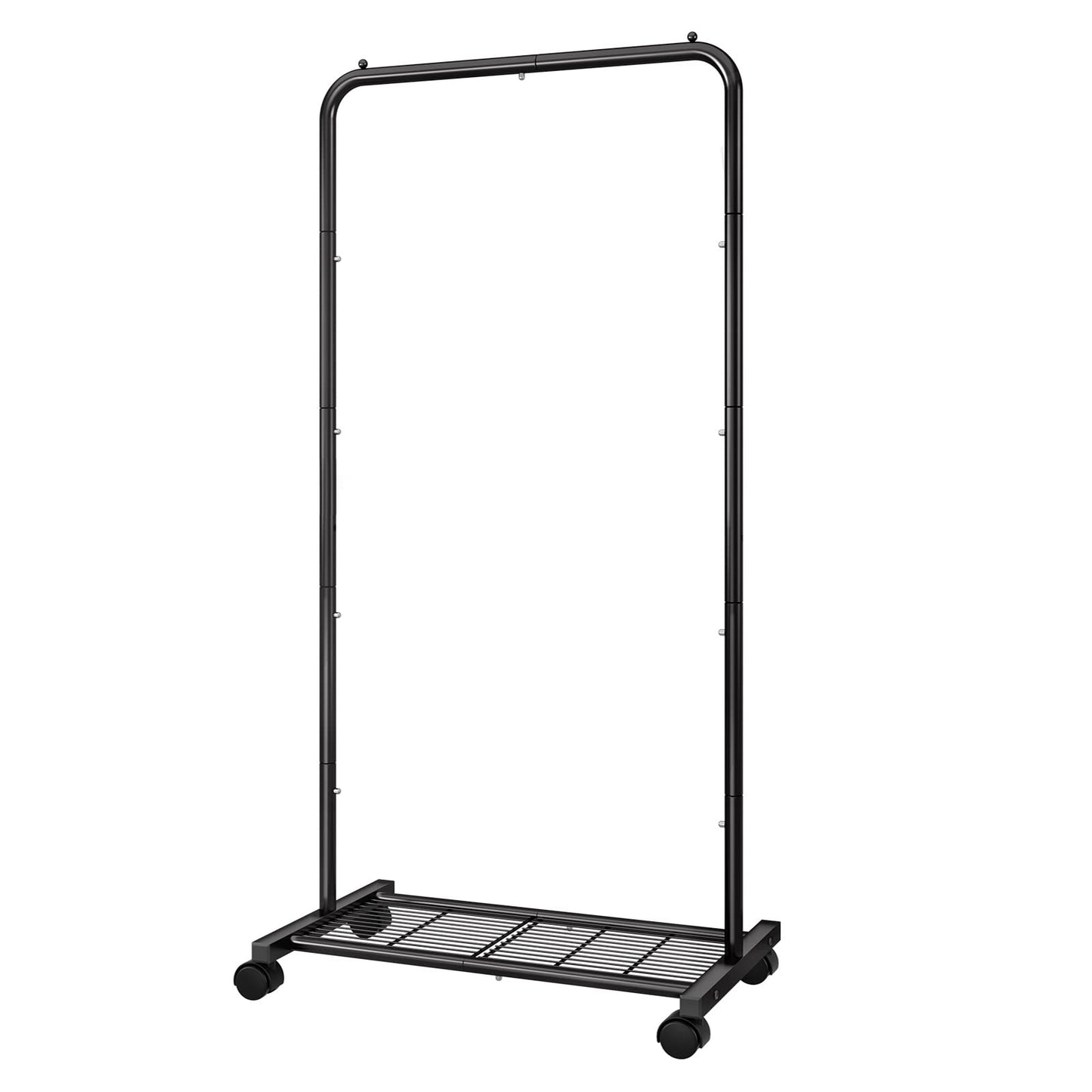 Simple Trending Standard Clothes Garment Rack, Clothing Rolling Rack with Mesh Storage Shelf on Wheels