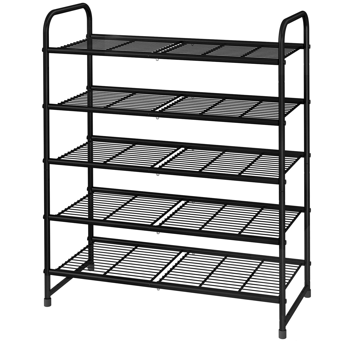 Simple Trending 5-Tier Stackable Shoe Rack, Expandable Adjustable Shoe Organizer Storage Shelf, Wire Grid