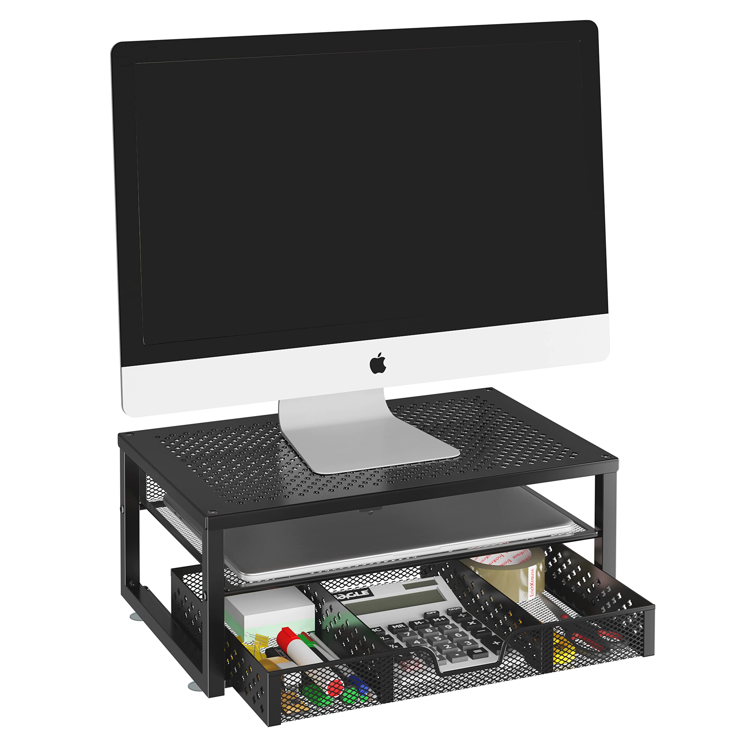 Simple Trending-Metal Monitor Stand Riser and Computer Desk Organizer