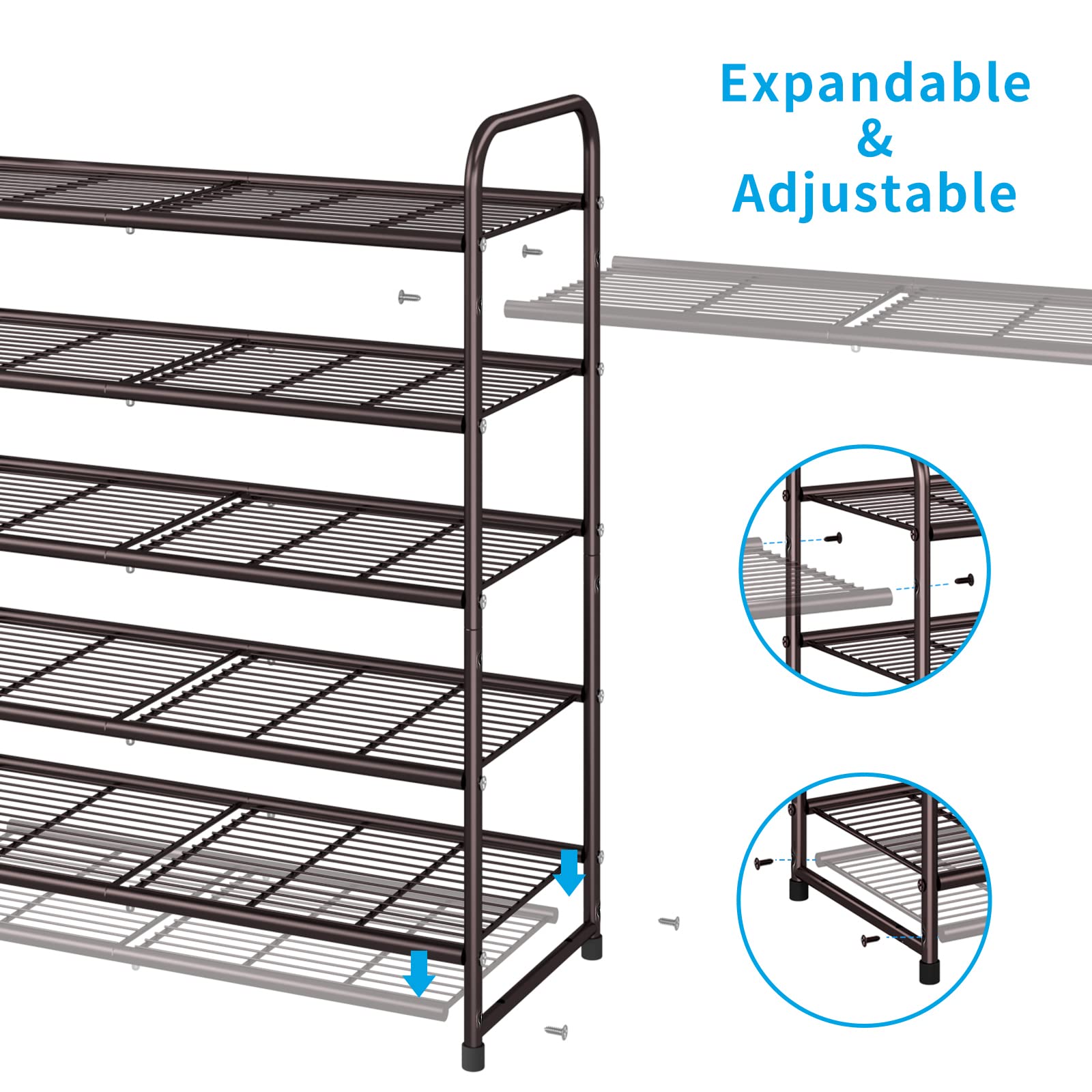 Simple Trending 3-Tier Stackable Wire Shelving Unit Storage Rack,  Expandable & Adjustable Kitchen Storage Cabinet Shelf Organizer, Black