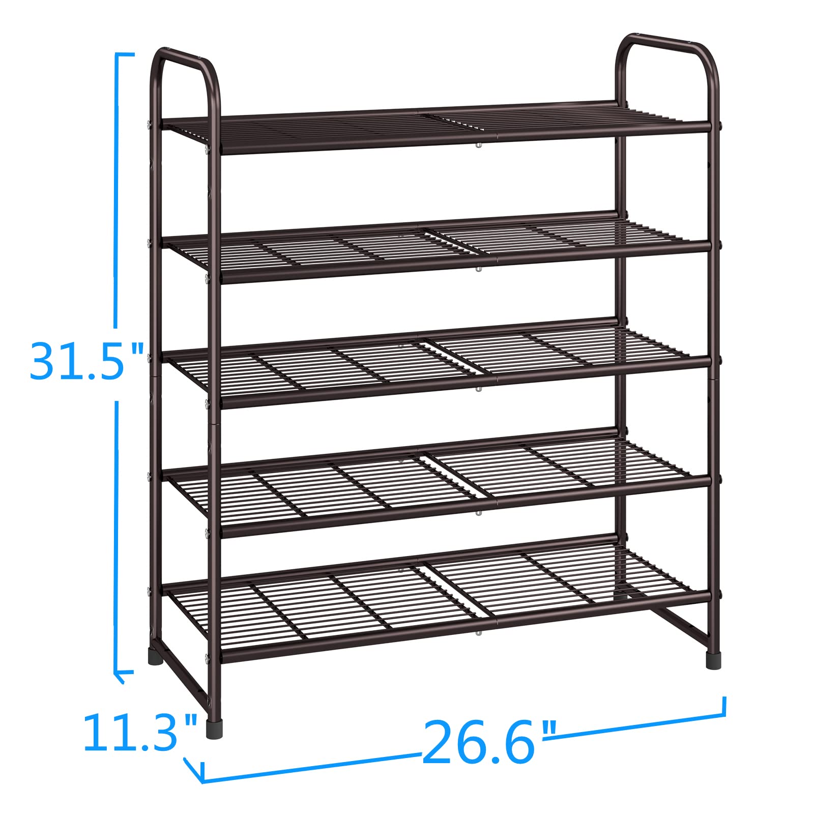 Simple Trending 2-Tier Stackable Shoe Rack, Metal Shoe Shelf Storage  Organizer, Black