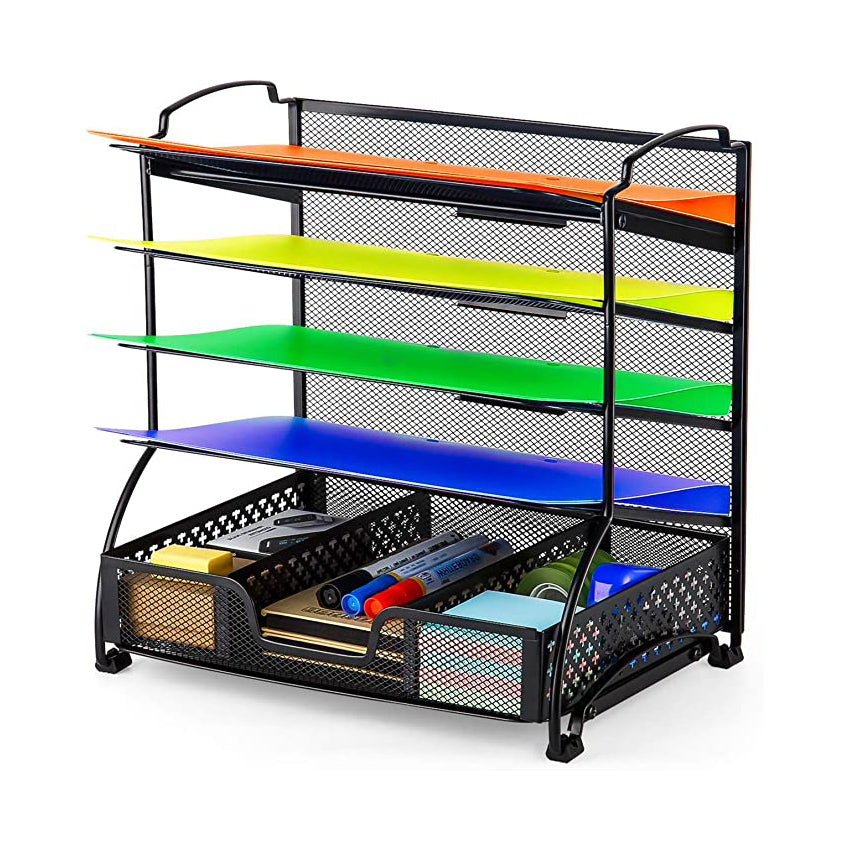 Vertical Document Rack Simple Trending 5-Trays Mesh Desk File Organizer Vertical Document Let