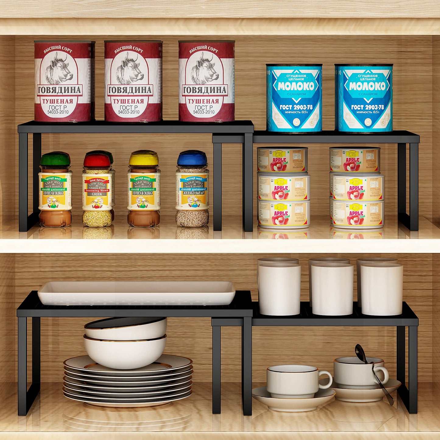 2 Pack- Simple Trending Cabinet Shelf Organizer, Kitchen Counter Shelf